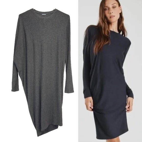 KIT AND‎ ACE Wave Viscose Cashmere Stretch Minimalist Grey Long Sleeve Dress M - Picture 2 of 13
